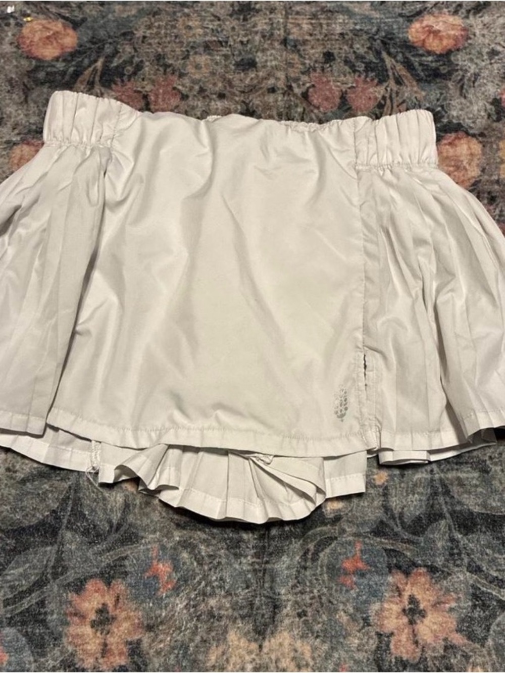 FP Movement by Free People White Off-Shoulder Pleated Mini Skort